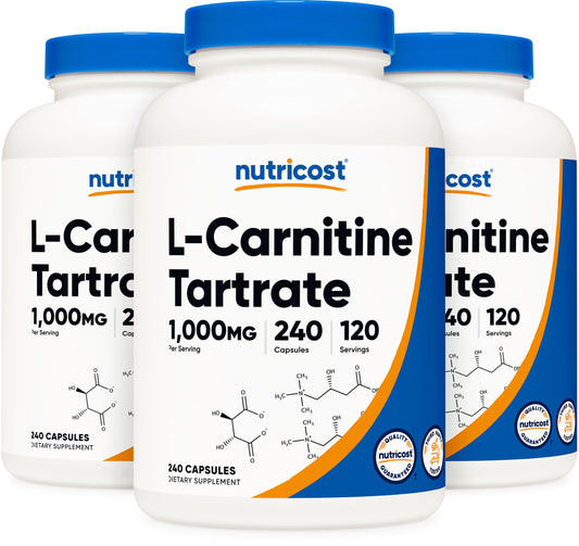 Nutricost L-Carnitine Tartrate 1,000mg, 240 Capsules - 500mg Per Capsule, 120 Servings