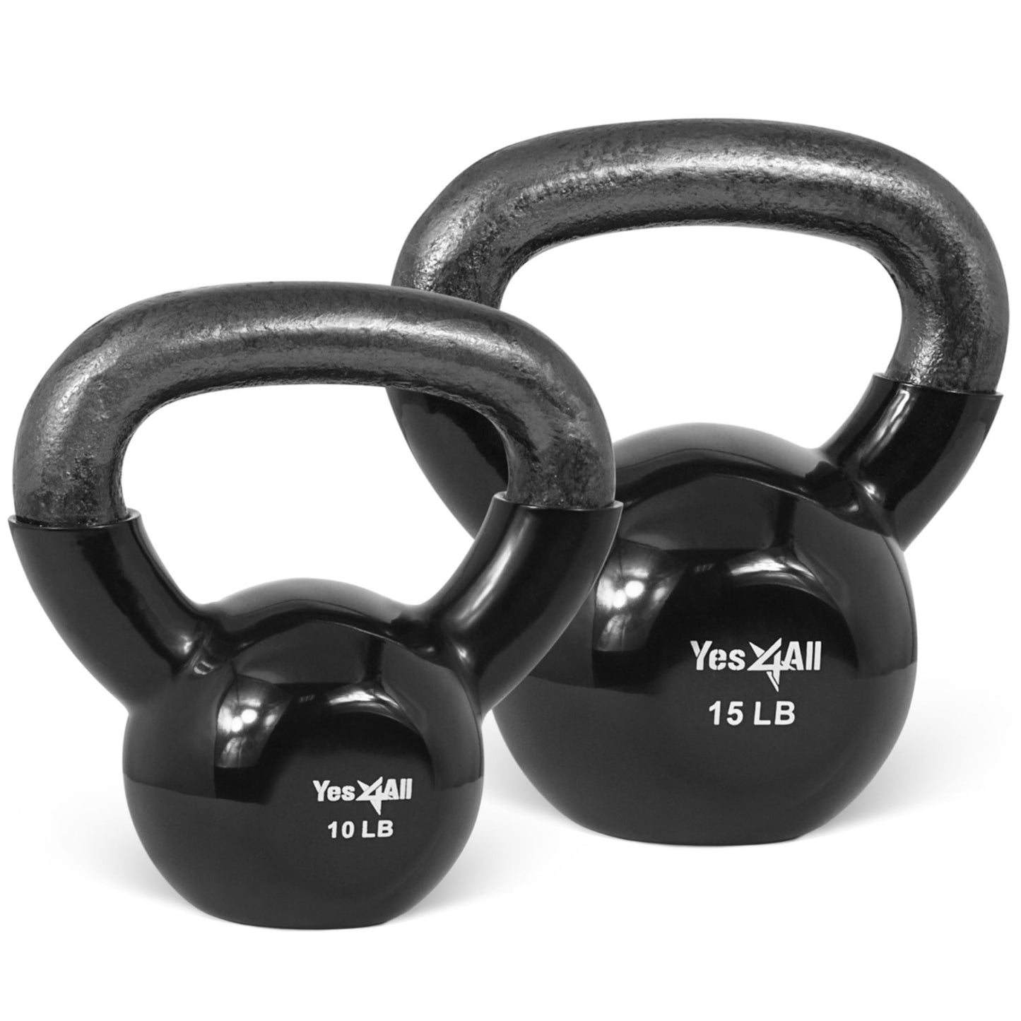 Yes4All Kettlebell, Vinyl Coated Kettlebell Cast Iron Sets with Stable Flat Bottom for Full Body Workout, Push up, Grip Strength Training & Weights Exercises