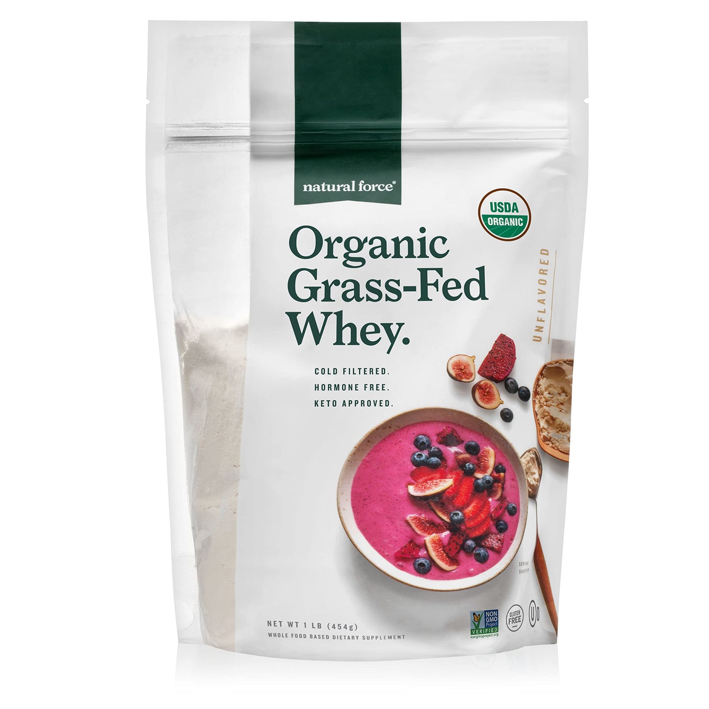 Natural Force Grass Fed Organic Whey Protein Powder – Non GMO Verified, Humane Certified & Lab Tested for Toxins – Real Vanilla Flavor – Keto Friendly, Low Carb, and Kosher - 16 Ounce A2 Protein