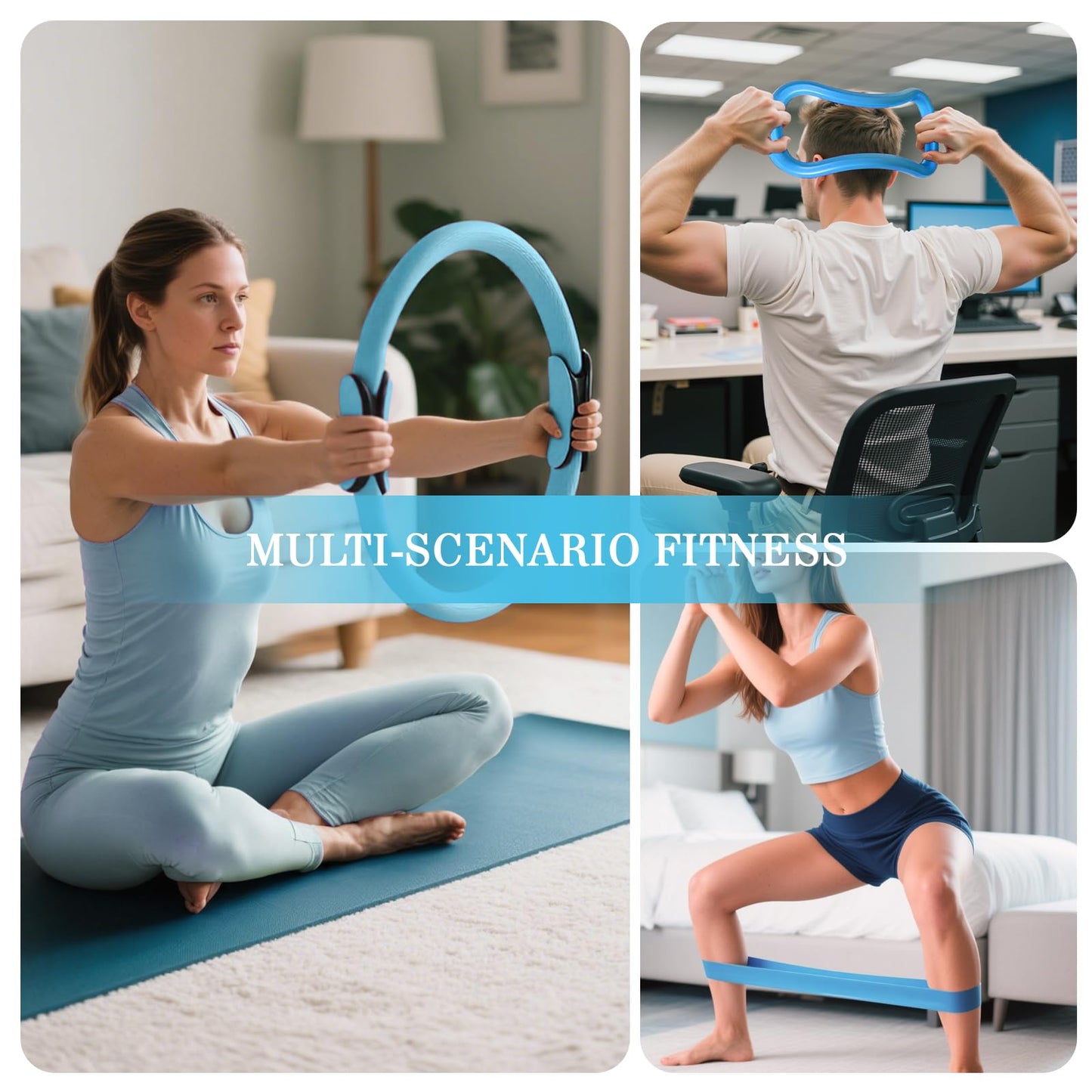 Home Pilates Kit for Women Pilates Equipment Ring and Ball Set Magic Circle Hoop with 5 Resistance Bands Compact Toning Fitness Essentials Starter Set Accessories
