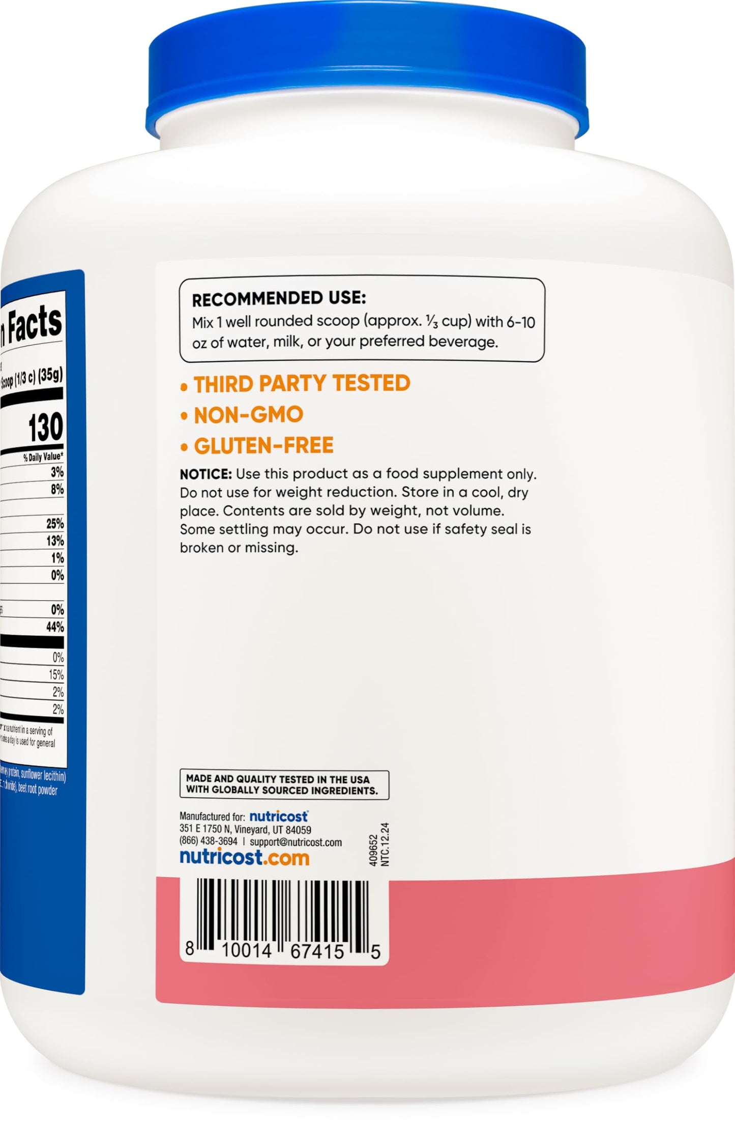 Nutricost Whey Protein Powder, Unflavored, 5 pounds - from Whey Protein Concentrate