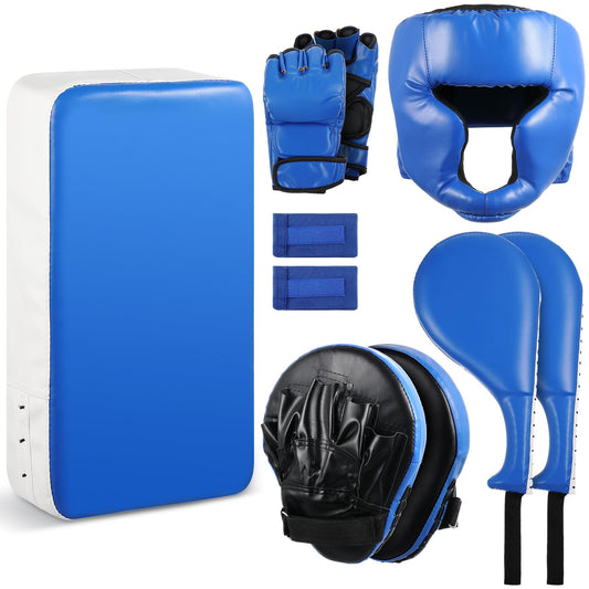 10 In1 Punching Mitts Kick Pad Set Taekwondo Pads Boxing Mitts Focus Pads Boxing Gloves Safety Head Guard Wrist Band for Kickboxing, Karate, Muay Thai, MMA Training