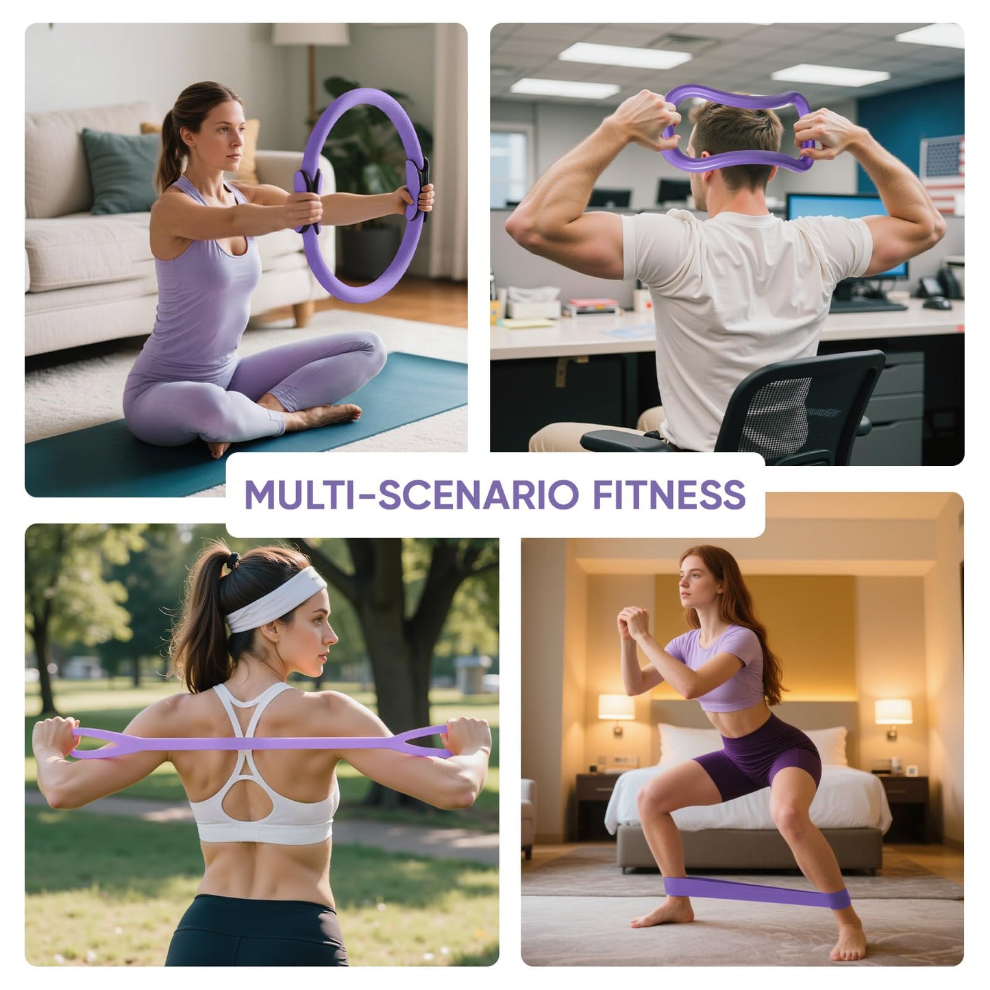 Home Pilates Kit for Women Pilates Equipment Ring and Ball Set Magic Circle Hoop with 5 Resistance Bands Compact Toning Fitness Essentials Starter Set Accessories