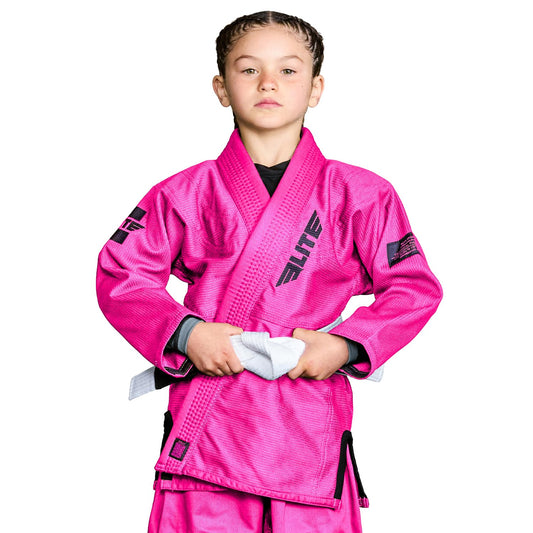 Elite Sports IBJJF Ultra Light BJJ Brazilian Jiu Jitsu Gi for Kids with Preshrunk Fabric and Free Belt