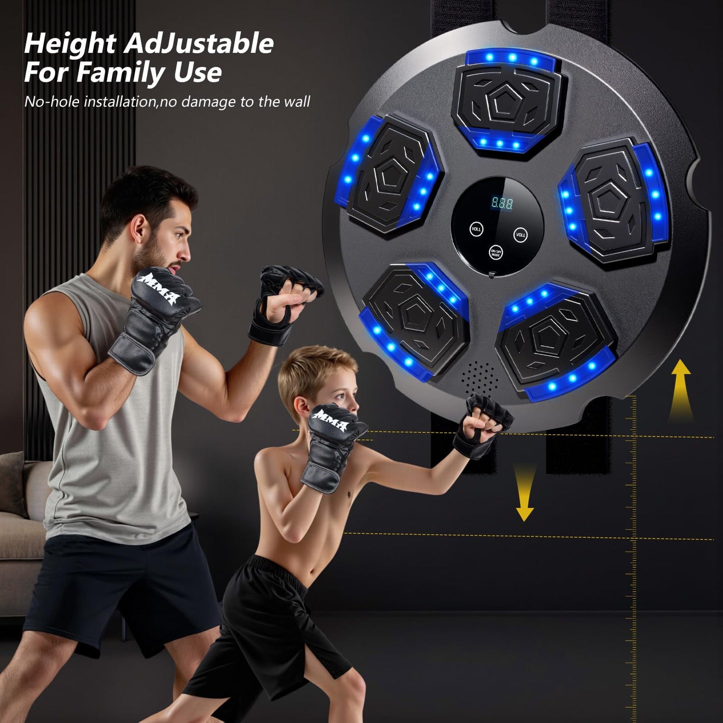 Music Boxing Machine, Workout Equipment with Boxing Gloves, Bluetooth Smart Punching Arcade Machine, Fitness Equipment for Home,Office,Gym