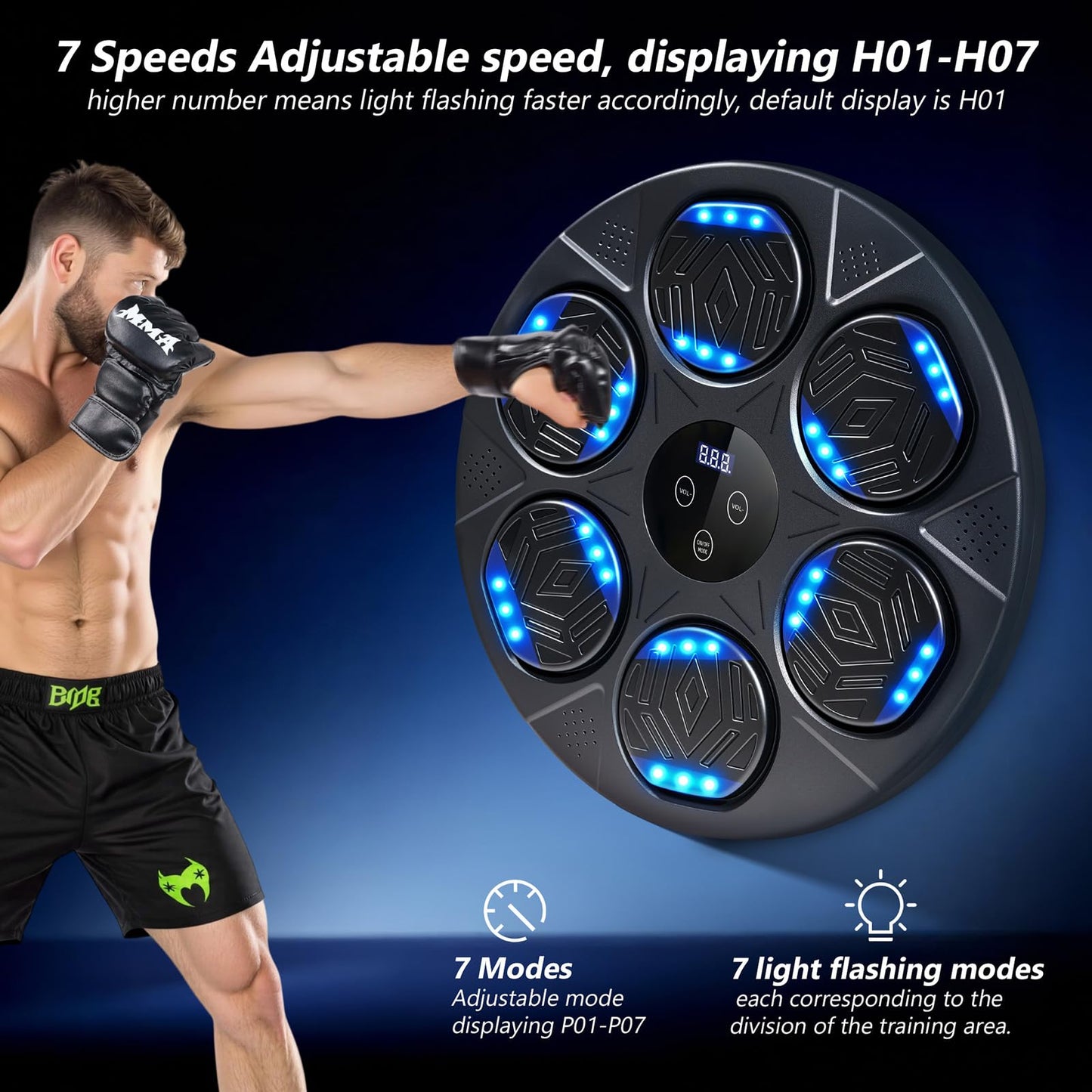 Music Boxing Machine, Workout Equipment with Boxing Gloves, Bluetooth Smart Punching Arcade Machine, Fitness Equipment for Home,Office,Gym