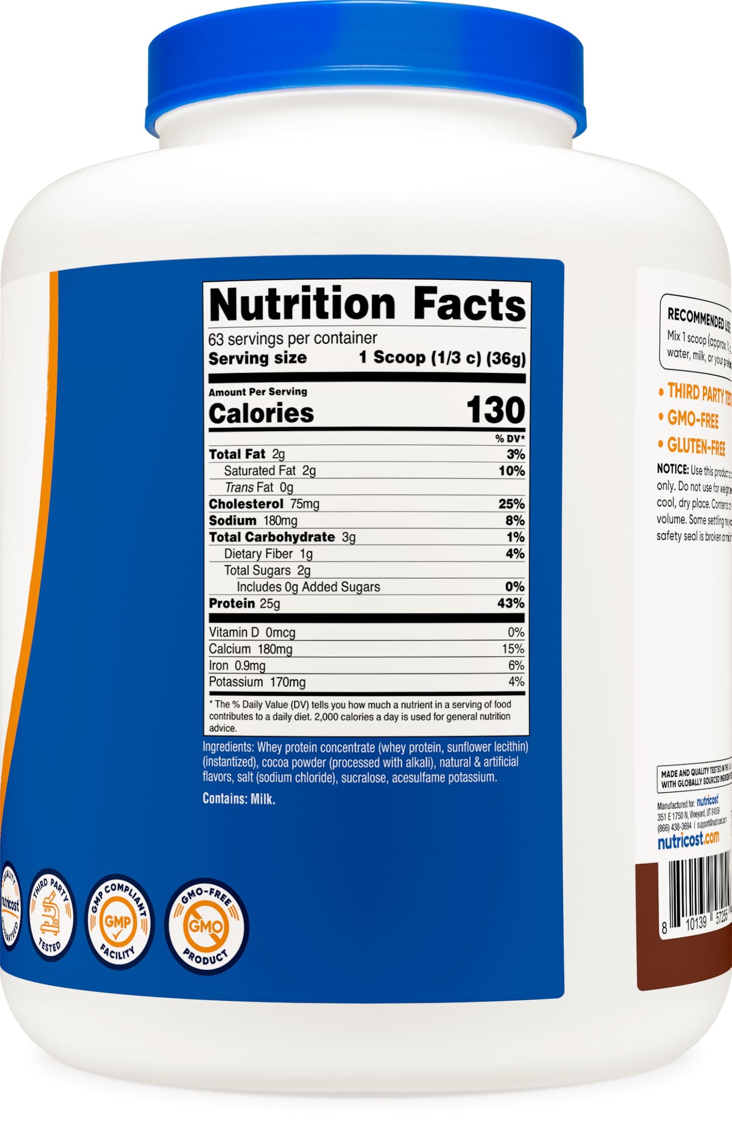 Nutricost Whey Protein Powder, Unflavored, 5 pounds - from Whey Protein Concentrate