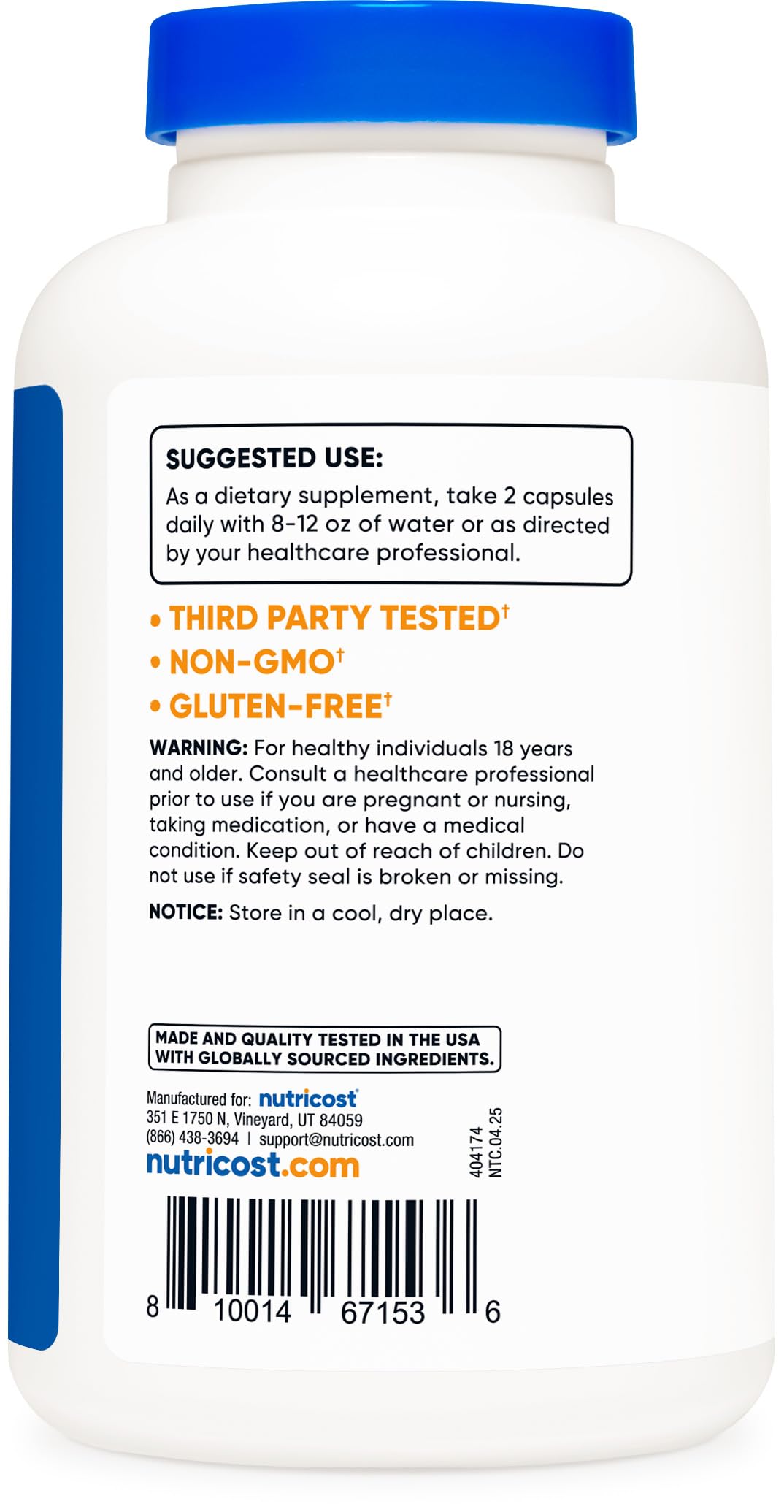 Nutricost Vitamin C with Zinc Capsules, 120 Servings - 1000mg, 45mg Zinc, Non-GMO, Gluten Free Vitamin C Supplement