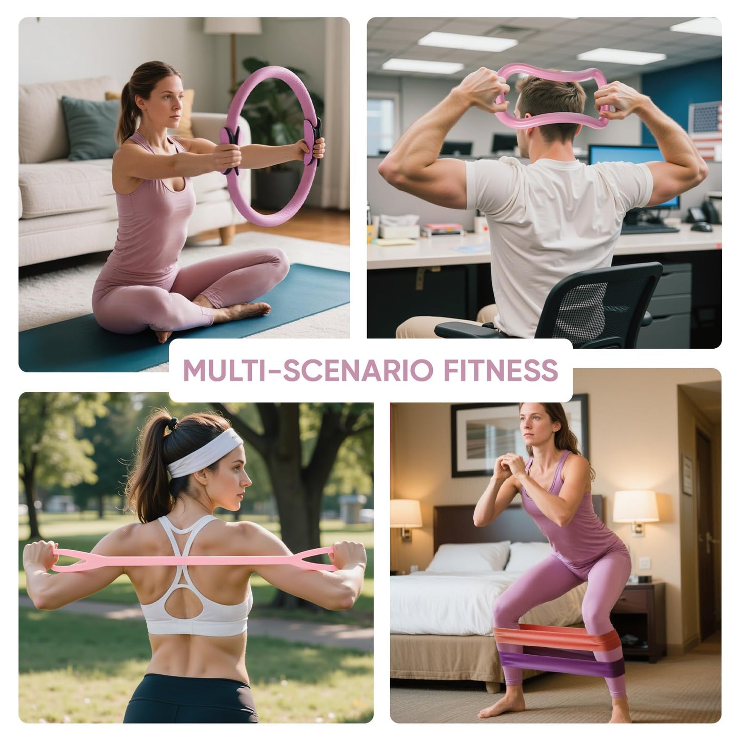 Home Pilates Kit for Women Pilates Equipment Ring and Ball Set Magic Circle Hoop with 5 Resistance Bands Compact Toning Fitness Essentials Starter Set Accessories
