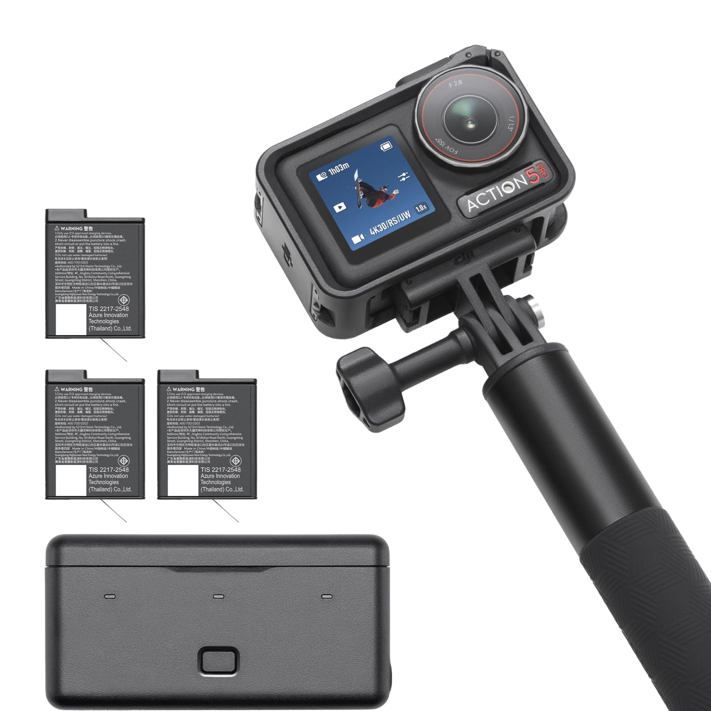 DJI Osmo Action 5 Pro Essential Combo, Waterproof Action Camera with 1/1.3" Sensor, 4K/120fps Video, Subject Tracking, Stabilization, Dual OLED Touchscreens, Action Camera 4K Ideal for Sports, Vlog