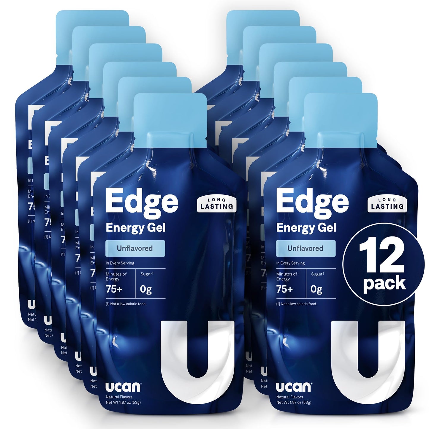 UCAN Edge Energy Gel Shots, Variety Pack (12, 2 Ounce Packets) for Running, Training, Workouts, Fitness, Cycling, Crossfit | Sugar-Free, Vegan, & Keto Friendly Energy