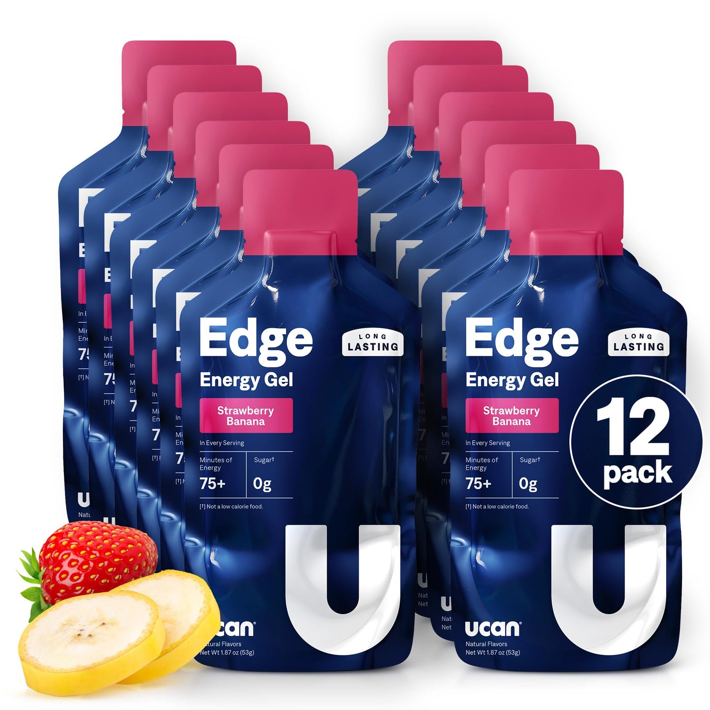 UCAN Edge Energy Gel Shots, Variety Pack (12, 2 Ounce Packets) for Running, Training, Workouts, Fitness, Cycling, Crossfit | Sugar-Free, Vegan, & Keto Friendly Energy