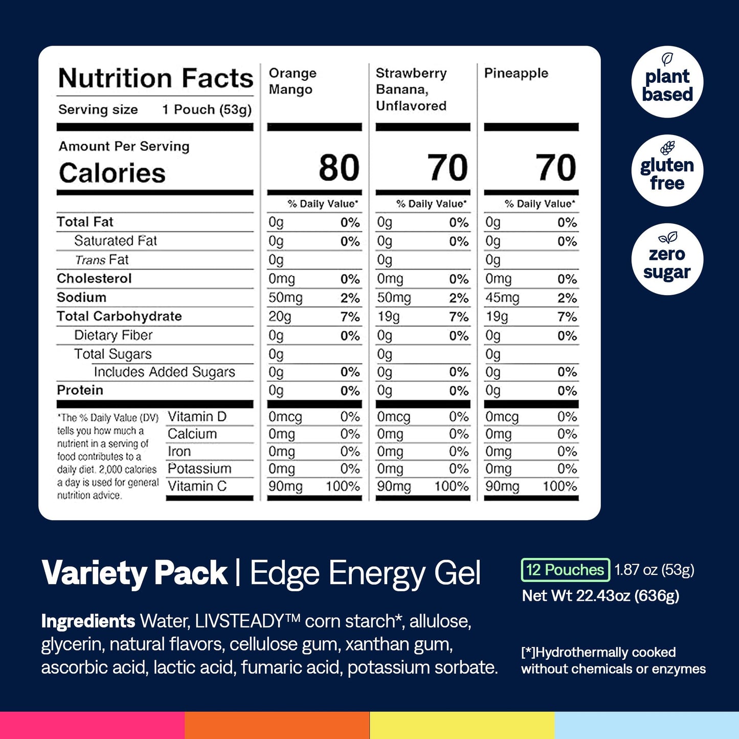 UCAN Edge Energy Gel Shots, Variety Pack (12, 2 Ounce Packets) for Running, Training, Workouts, Fitness, Cycling, Crossfit | Sugar-Free, Vegan, & Keto Friendly Energy