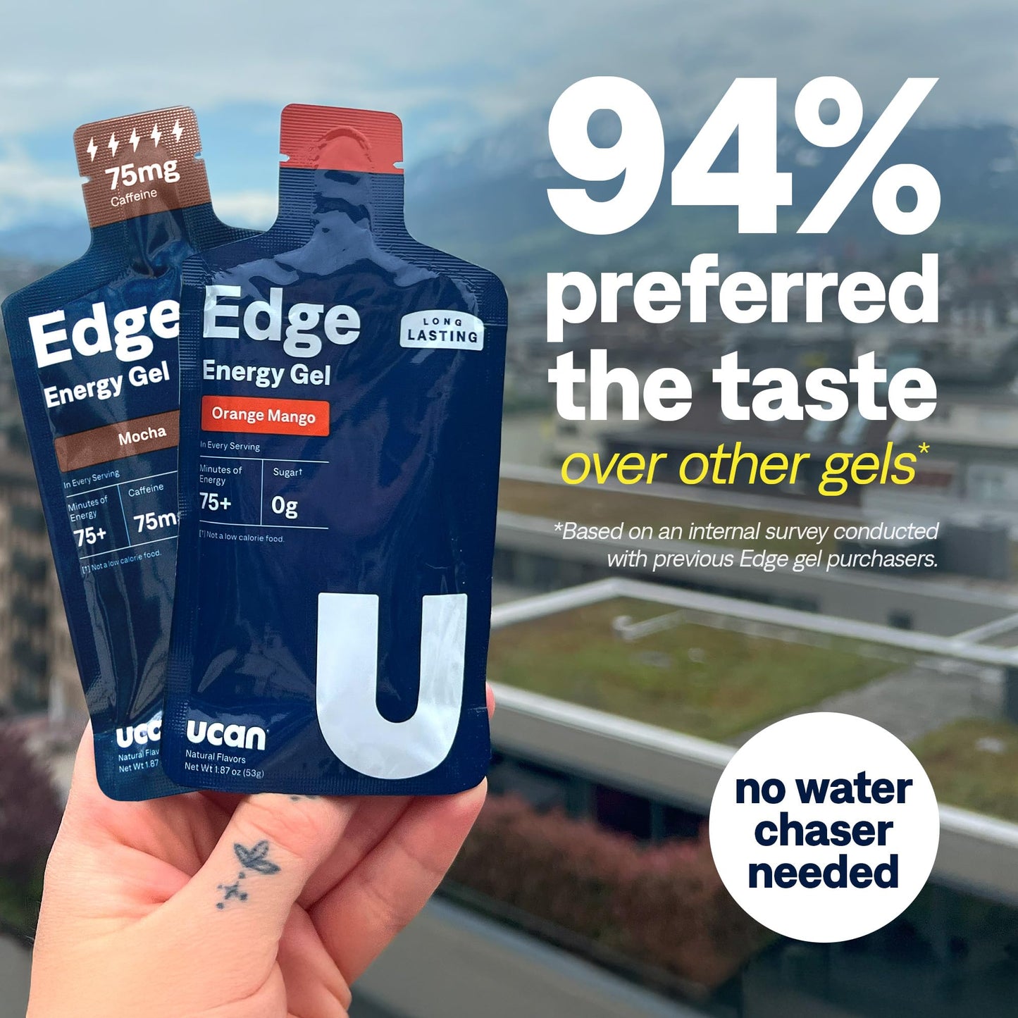 UCAN Edge Energy Gel Shots, Variety Pack (12, 2 Ounce Packets) for Running, Training, Workouts, Fitness, Cycling, Crossfit | Sugar-Free, Vegan, & Keto Friendly Energy