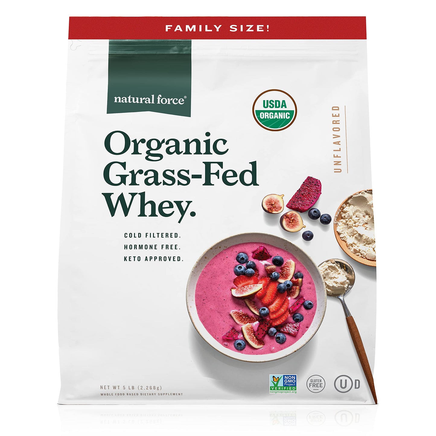 Natural Force Grass Fed Organic Whey Protein Powder – Non GMO Verified, Humane Certified & Lab Tested for Toxins – Real Vanilla Flavor – Keto Friendly, Low Carb, and Kosher - 16 Ounce A2 Protein