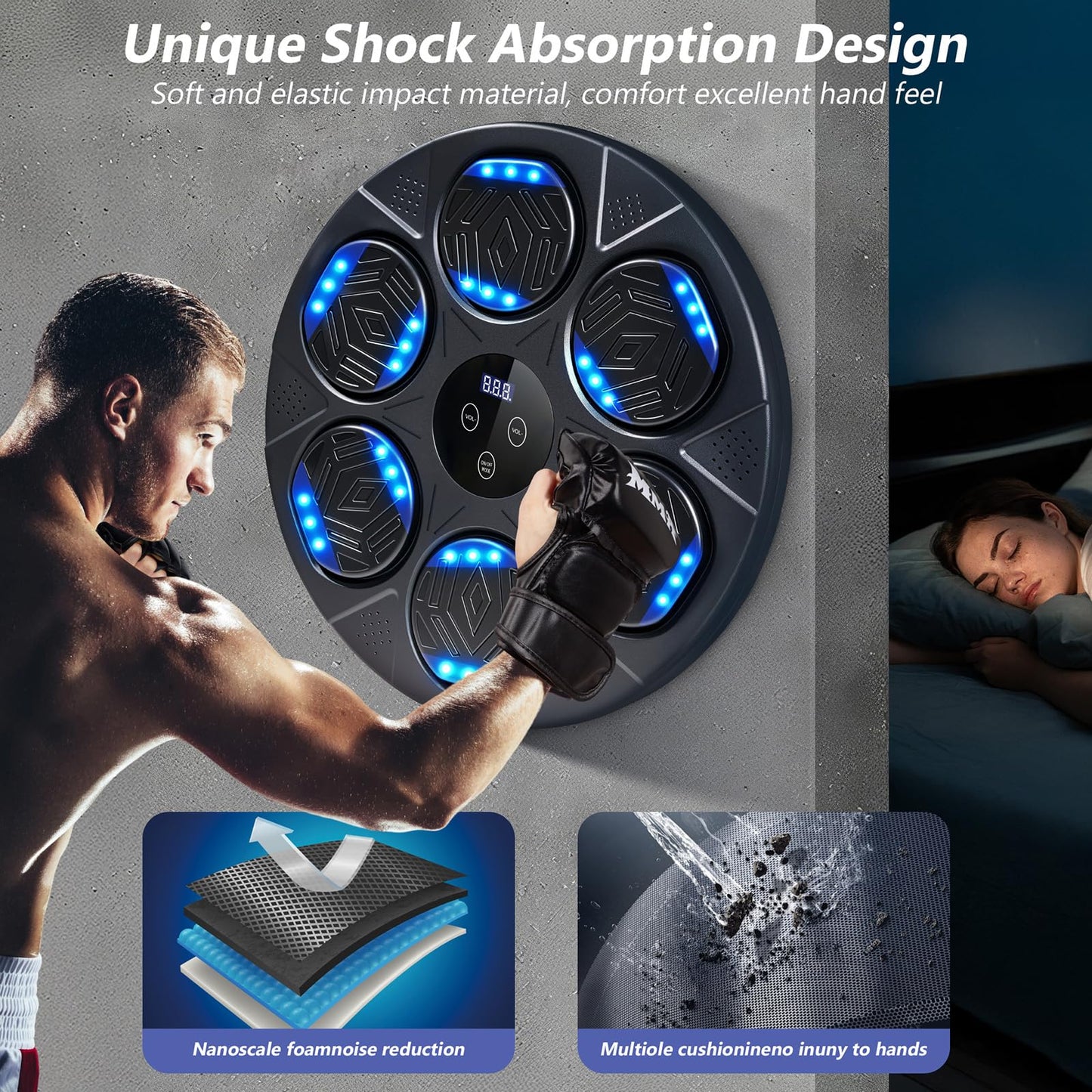Music Boxing Machine, Workout Equipment with Boxing Gloves, Bluetooth Smart Punching Arcade Machine, Fitness Equipment for Home,Office,Gym