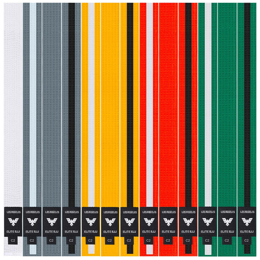 Elite Sports Kids Brazilian Jiu Jitsu Belts Preshurunk Martial Arts Youth BJJ Belts for Girls & Boys with BJJ Ranking Stripes