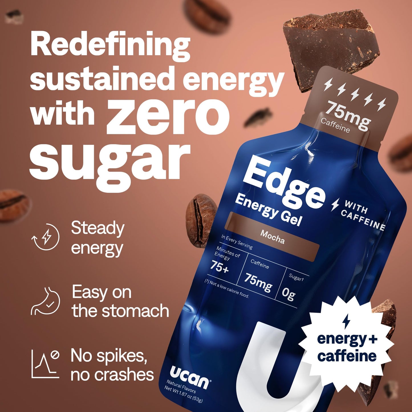 UCAN Edge Energy Gel Shots, Variety Pack (12, 2 Ounce Packets) for Running, Training, Workouts, Fitness, Cycling, Crossfit | Sugar-Free, Vegan, & Keto Friendly Energy