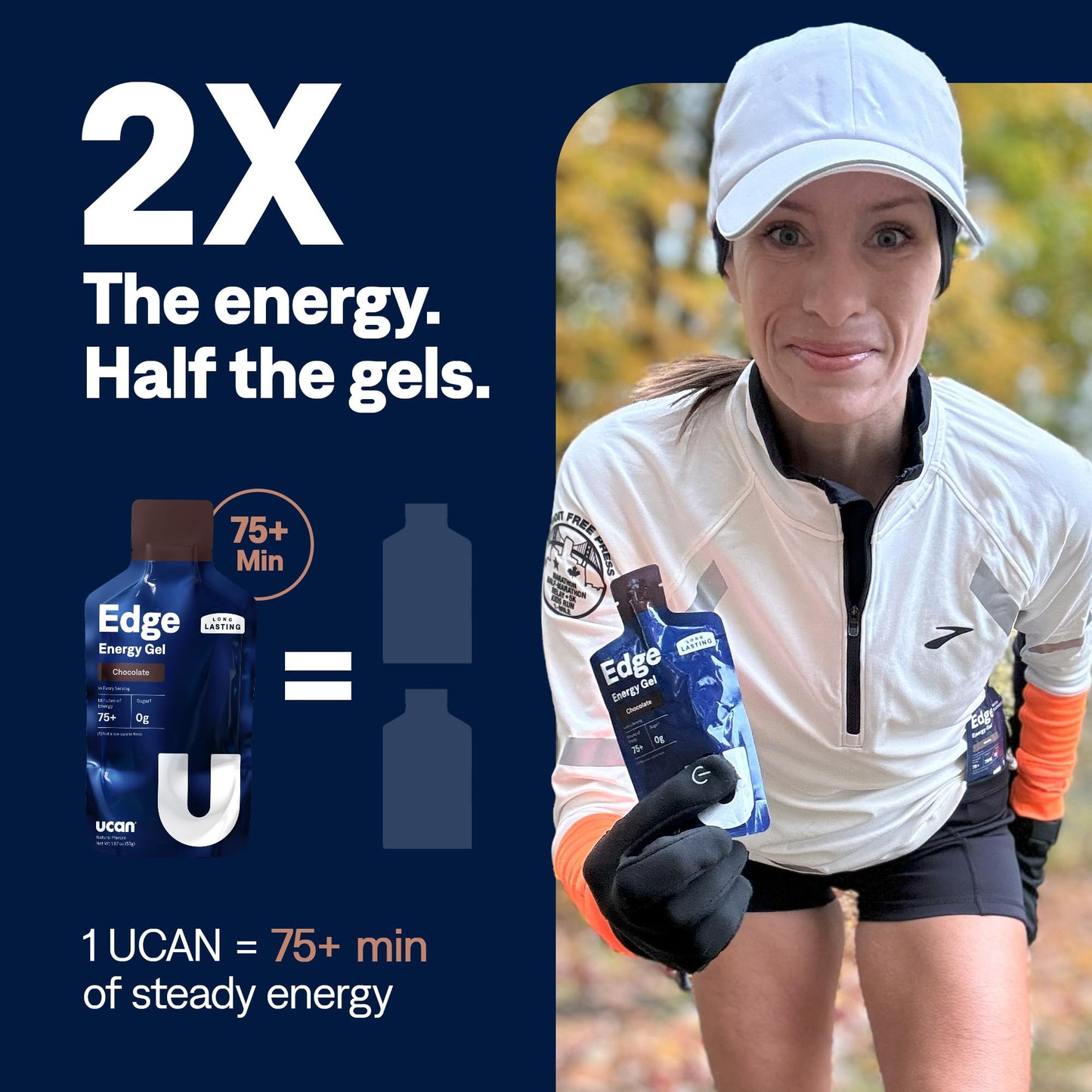 UCAN Edge Energy Gel Shots, Variety Pack (12, 2 Ounce Packets) for Running, Training, Workouts, Fitness, Cycling, Crossfit | Sugar-Free, Vegan, & Keto Friendly Energy