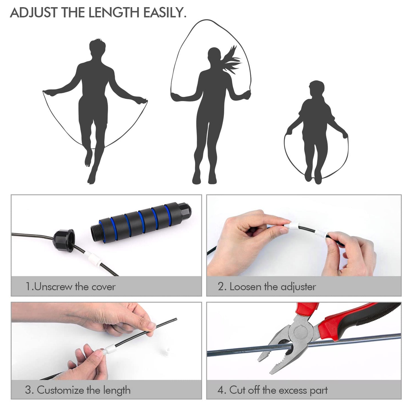 Jump Rope, Tangle-Free Rapid Speed Jumping Rope Cable with Ball Bearings for Women, Men, and Kids, Adjustable Steel Jump Rope with Foam Handles for Home Gym Exercise Fitness Workout Equipment & Slim Body
