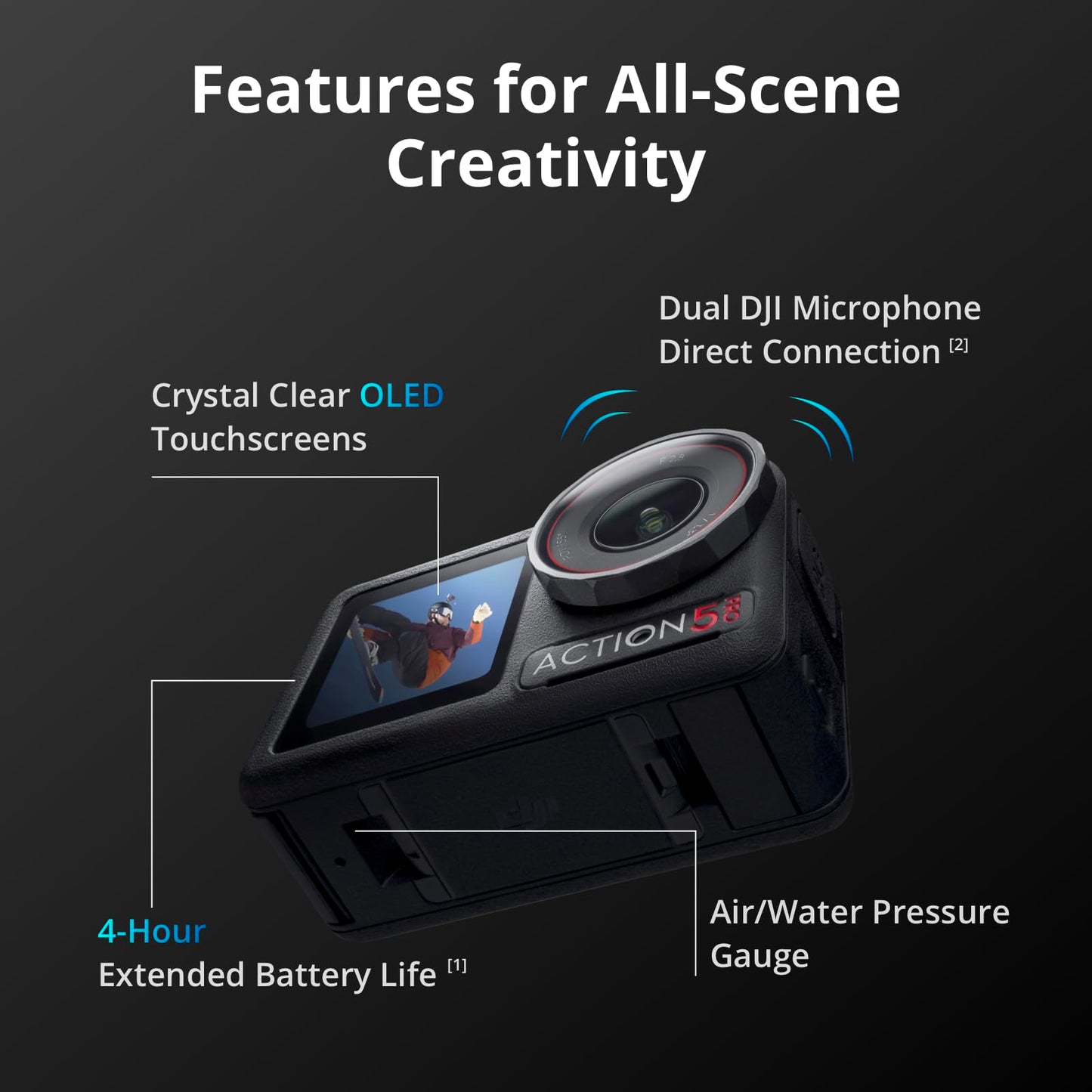 DJI Osmo Action 5 Pro Essential Combo, Waterproof Action Camera with 1/1.3" Sensor, 4K/120fps Video, Subject Tracking, Stabilization, Dual OLED Touchscreens, Action Camera 4K Ideal for Sports, Vlog