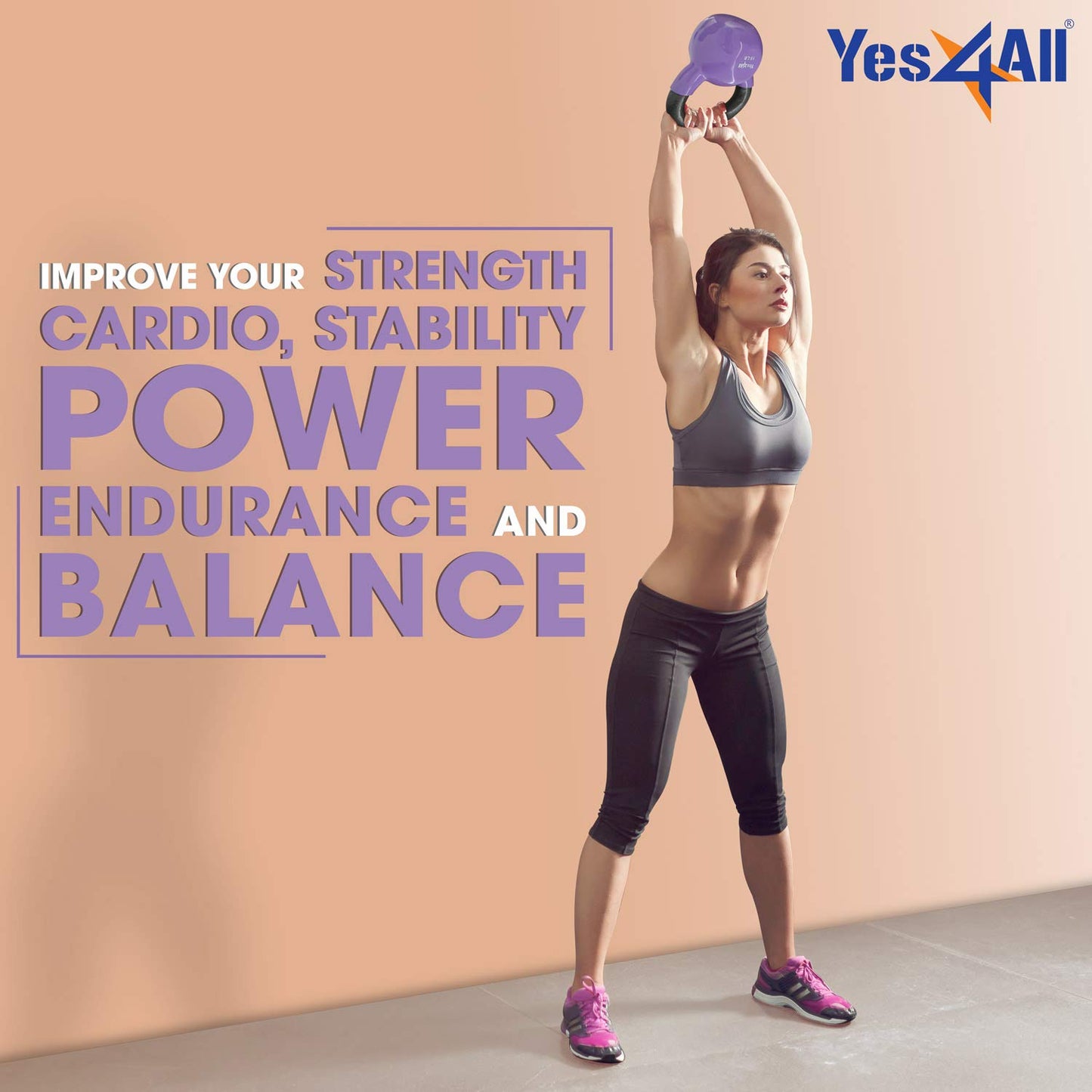 Yes4All Kettlebell, Vinyl Coated Kettlebell Cast Iron Sets with Stable Flat Bottom for Full Body Workout, Push up, Grip Strength Training & Weights Exercises