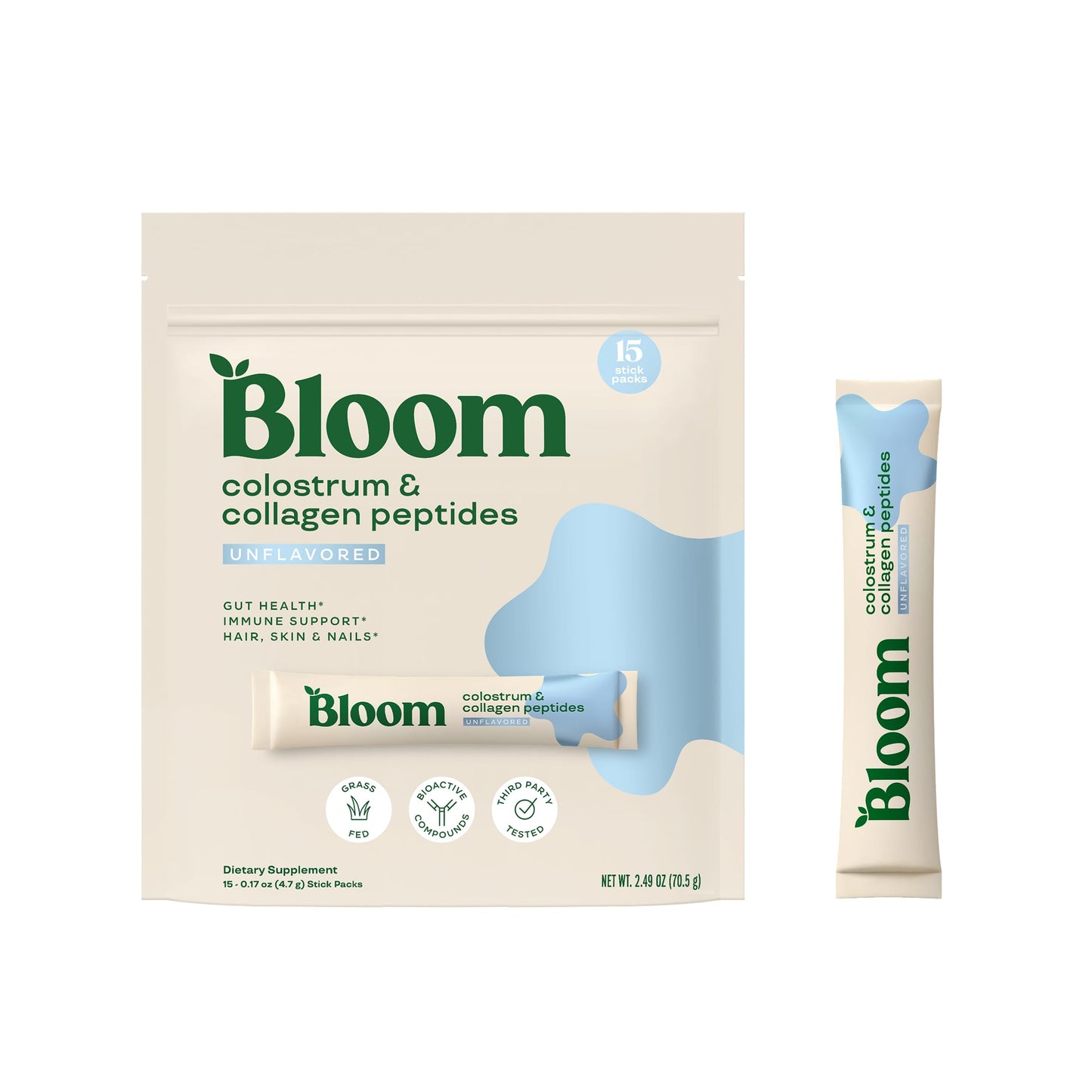 Bloom Nutrition Bovine Colostrum Powder with Vitamin B-12 for Gut Health, Immune Support, Hair Growth & Beauty Supplement | Unflavored, 25 Servings
