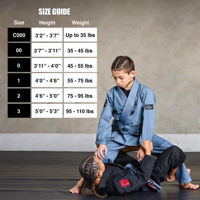 Elite Sports IBJJF Ultra Light BJJ Brazilian Jiu Jitsu Gi for Kids with Preshrunk Fabric and Free Belt