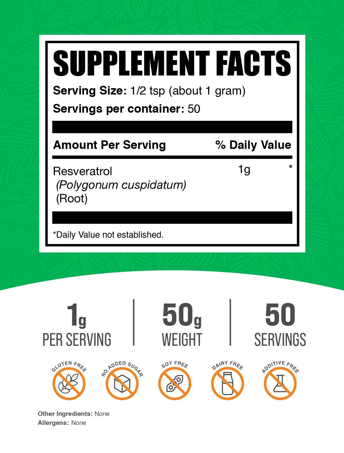 BulkSupplements.com Resveratrol Powder - Resveratrol Supplement, from Polygonum Cuspidatum - Antioxidant, Gluten Free, 1g per Serving, 25g (0.88 oz) (Pack of 1)