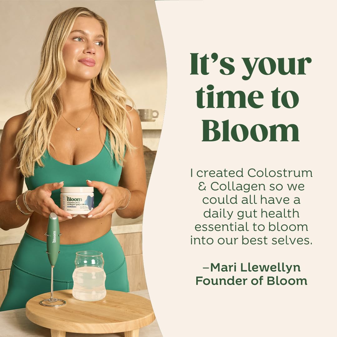 Bloom Nutrition Bovine Colostrum Powder with Vitamin B-12 for Gut Health, Immune Support, Hair Growth & Beauty Supplement | Unflavored, 25 Servings