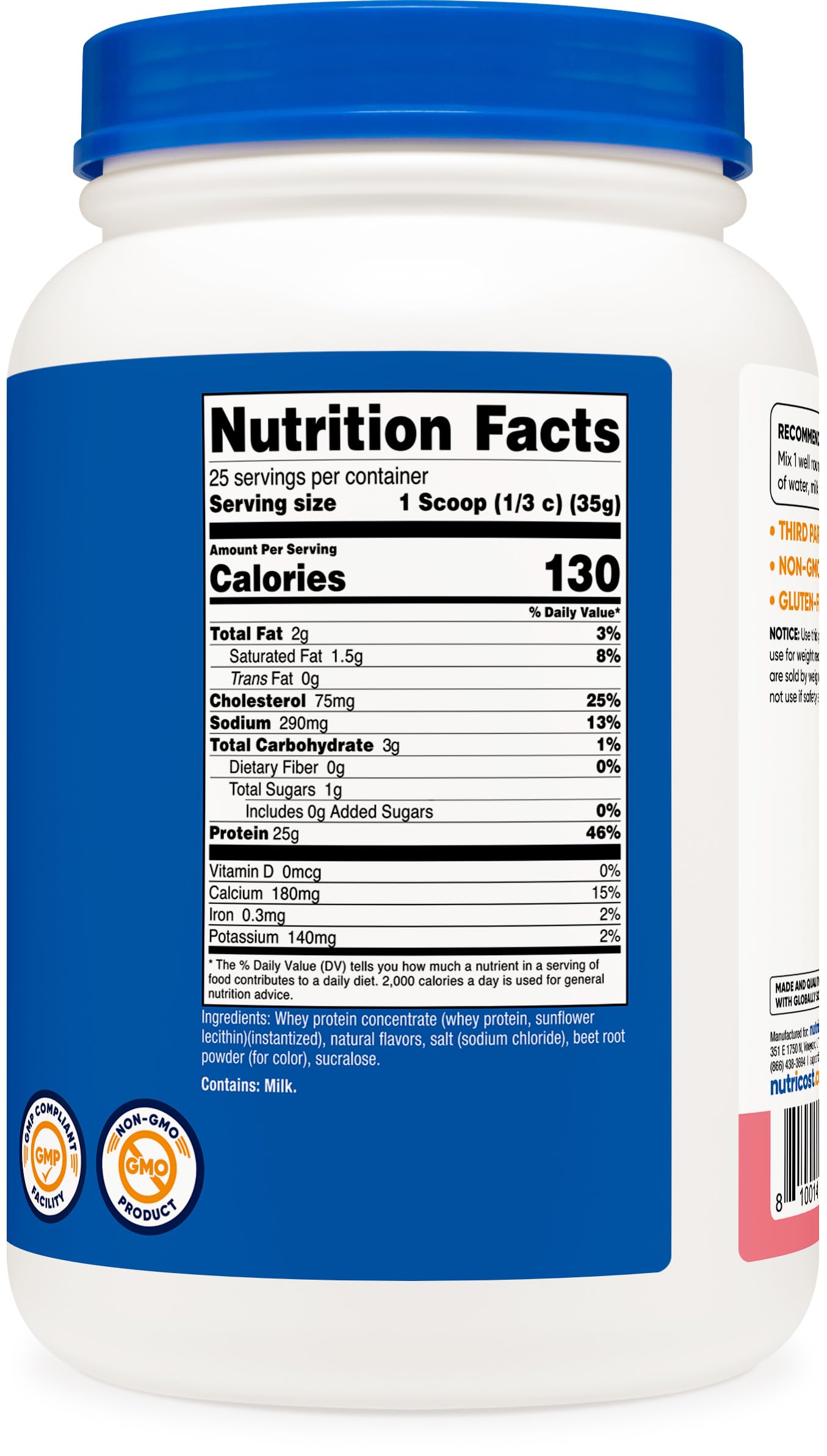 Nutricost Whey Protein Powder, Unflavored, 5 pounds - from Whey Protein Concentrate