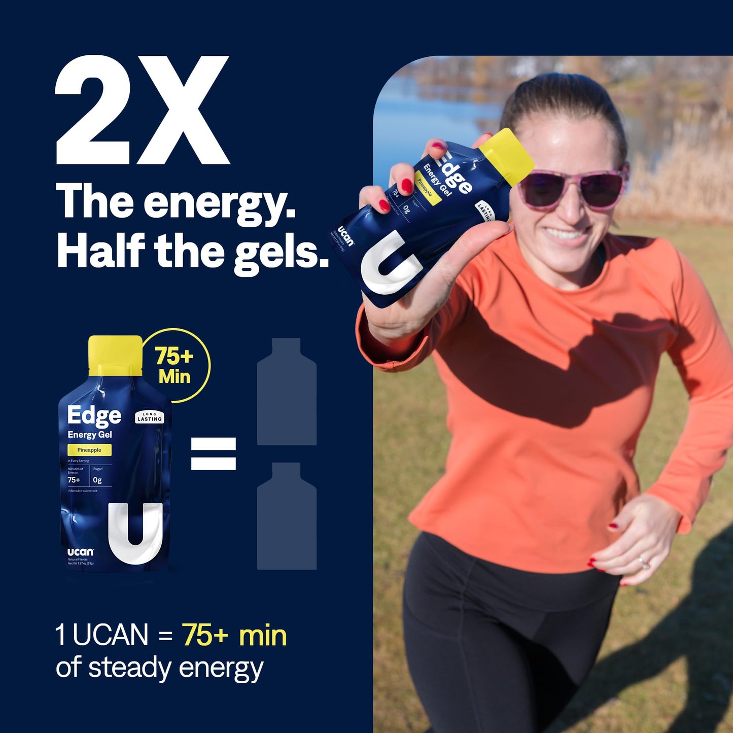 UCAN Edge Energy Gel Shots, Variety Pack (12, 2 Ounce Packets) for Running, Training, Workouts, Fitness, Cycling, Crossfit | Sugar-Free, Vegan, & Keto Friendly Energy
