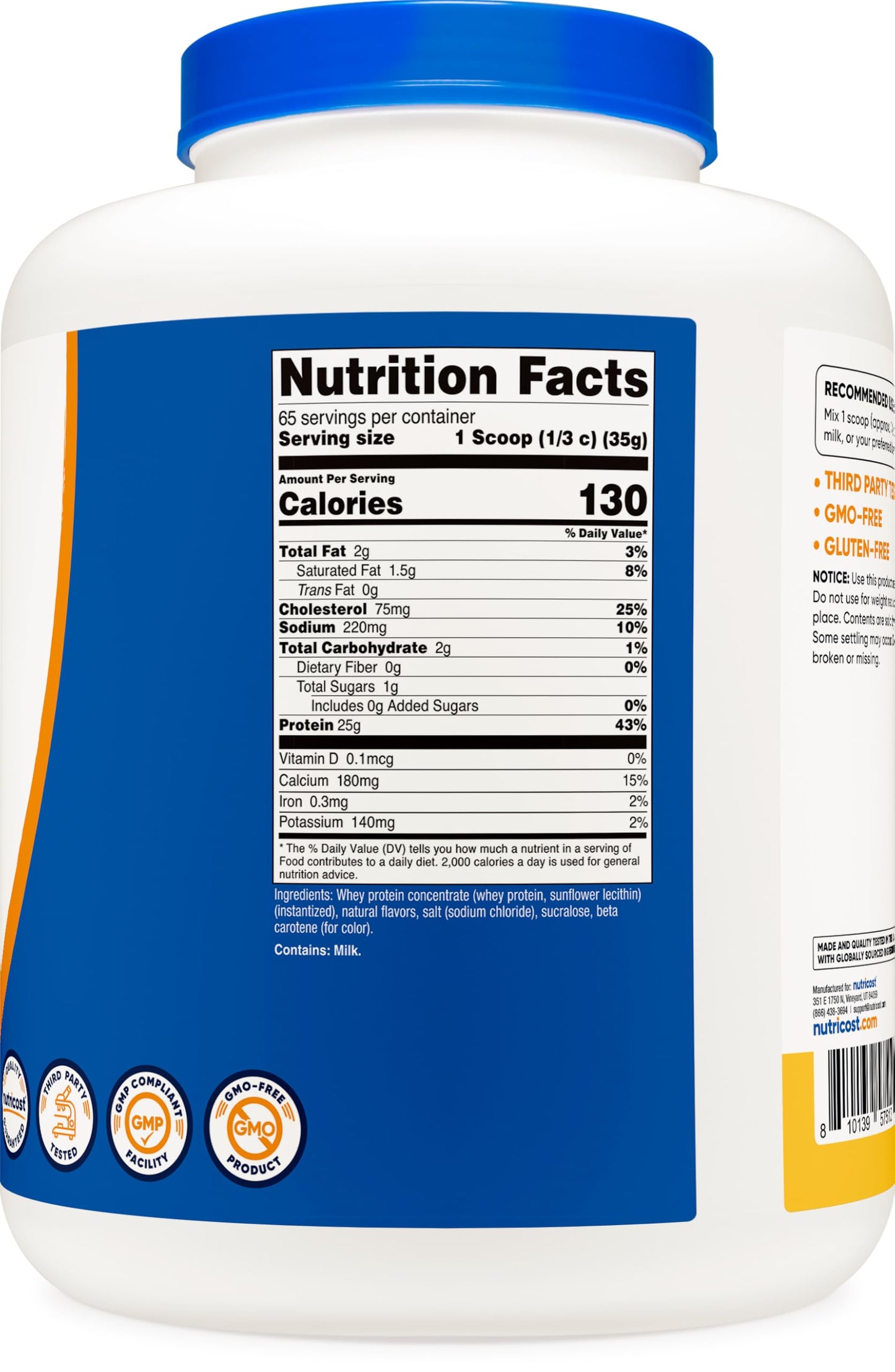 Nutricost Whey Protein Powder, Unflavored, 5 pounds - from Whey Protein Concentrate