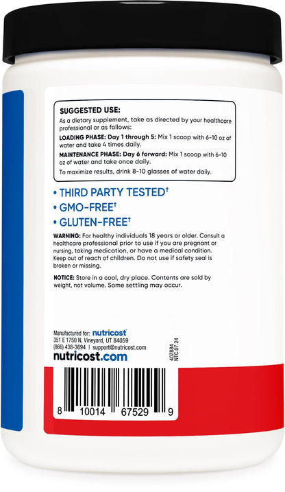 Nutricost Creatine Monohydrate Micronized Powder 500G, 5000mg Per Serv (5g) - 100 Servings, 17.9 Oz