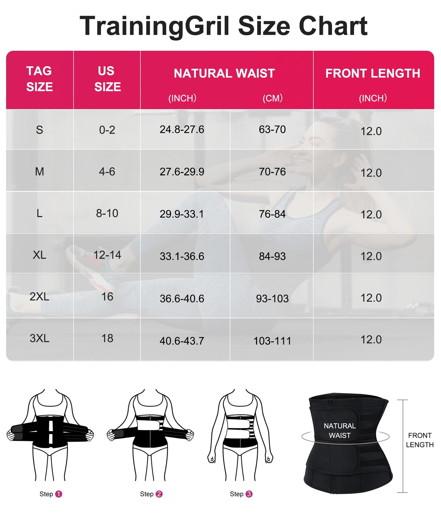 TrainingGirl Women Waist Trainer Cincher Corset Tummy Control Workout Sweat Band Slimmer Belly Belt Weight Loss Sports Girdle