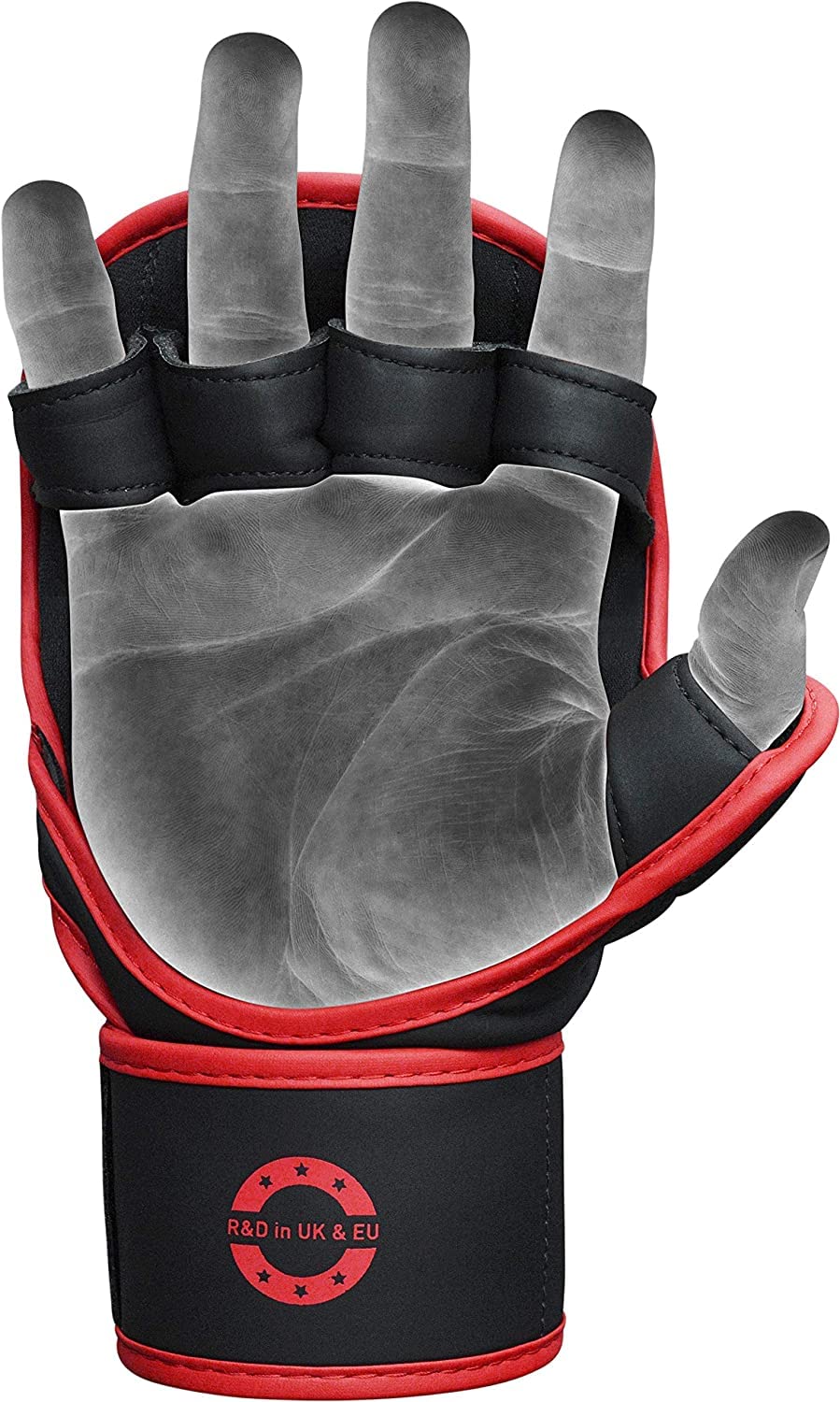 RDX MMA Gloves Sparring Grappling, Hybrid Open Palm Martial Arts Mitts Men Women, Maya Hide Leather Wrist Support, Cage Fighting Combat Sports Boxing Glove Training, Muay Thai, Punching Bag Kickboxing