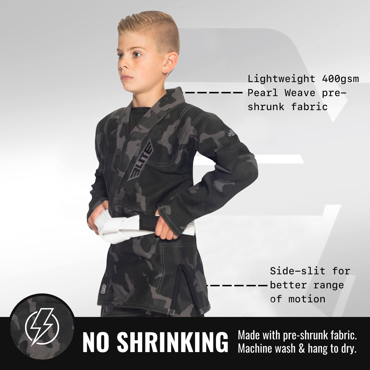 Elite Sports IBJJF Ultra Light BJJ Brazilian Jiu Jitsu Gi for Kids with Preshrunk Fabric and Free Belt