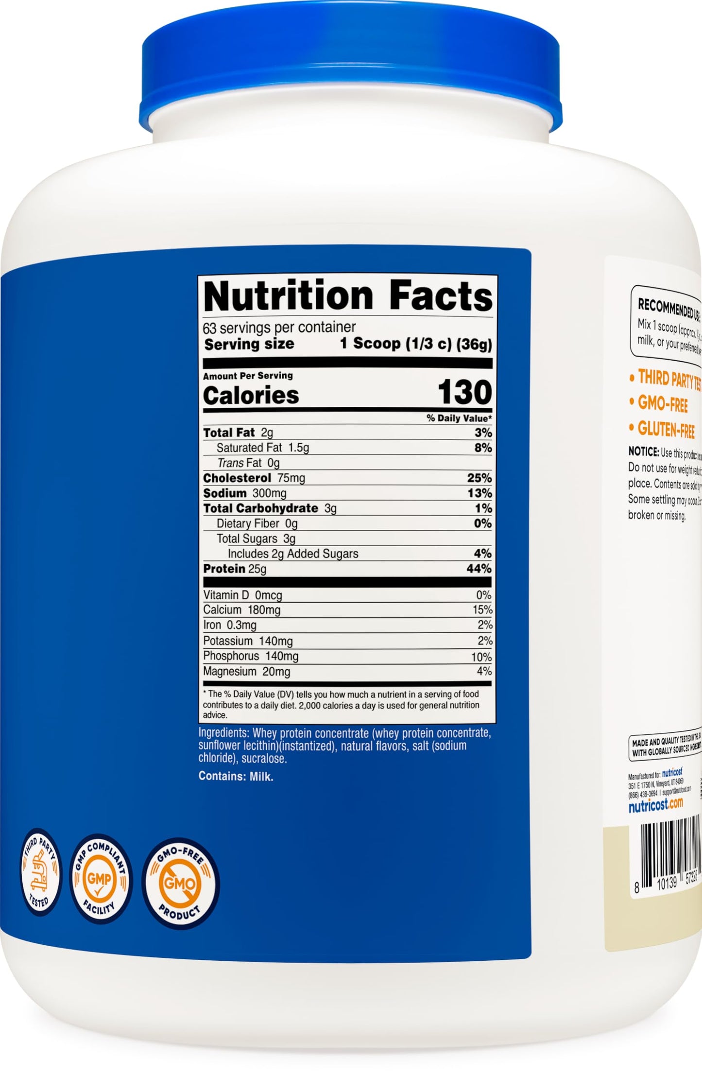 Nutricost Whey Protein Powder, Unflavored, 5 pounds - from Whey Protein Concentrate