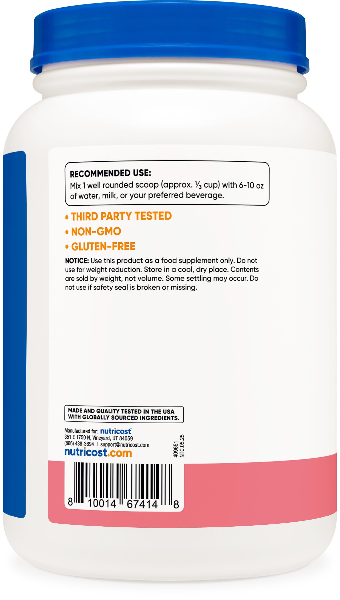 Nutricost Whey Protein Powder, Unflavored, 5 pounds - from Whey Protein Concentrate