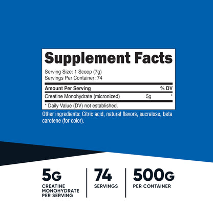 Nutricost Creatine Monohydrate Micronized Powder 500G, 5000mg Per Serv (5g) - 100 Servings, 17.9 Oz