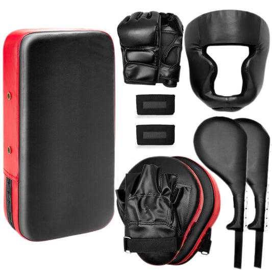 10 In1 Punching Mitts Kick Pad Set Taekwondo Pads Boxing Mitts Focus Pads Boxing Gloves Safety Head Guard Wrist Band for Kickboxing, Karate, Muay Thai, MMA Training