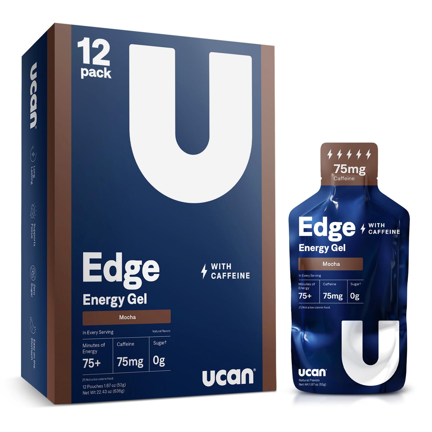 UCAN Edge Energy Gel Shots, Variety Pack (12, 2 Ounce Packets) for Running, Training, Workouts, Fitness, Cycling, Crossfit | Sugar-Free, Vegan, & Keto Friendly Energy