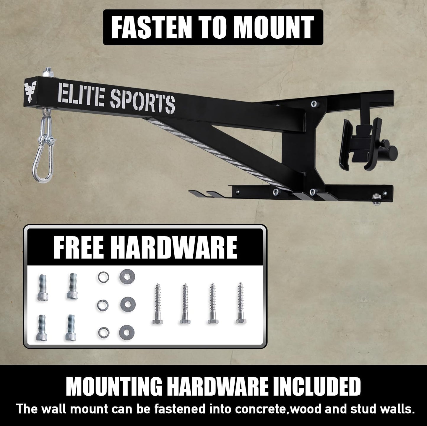 Elite Sports Heavy Duty Wall Mount Punching Bag Hanger for Indoor & Outdoor Boxing, Gym Workouts & Exercise Equipment, Punching Bag Holder Stand for Hanging Bags