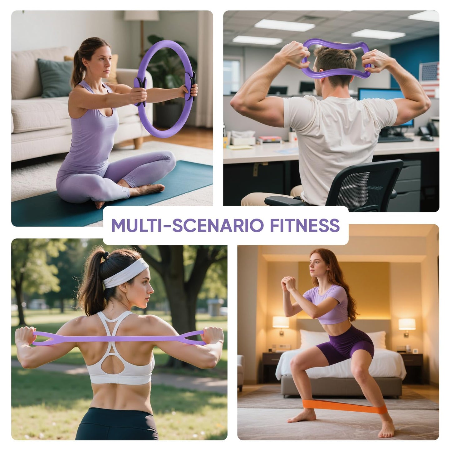 Home Pilates Kit for Women Pilates Equipment Ring and Ball Set Magic Circle Hoop with 5 Resistance Bands Compact Toning Fitness Essentials Starter Set Accessories