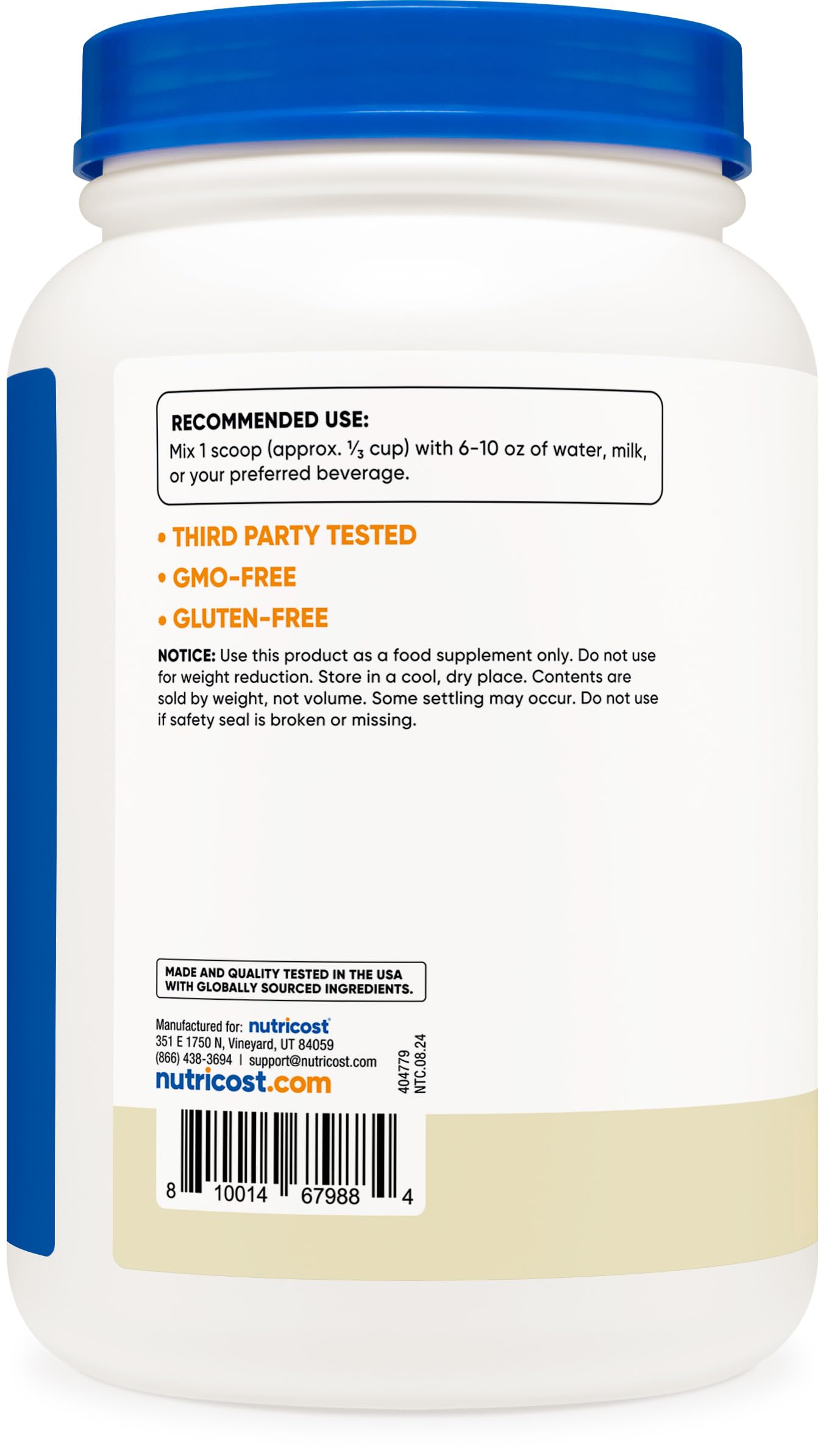 Nutricost Whey Protein Powder, Unflavored, 5 pounds - from Whey Protein Concentrate