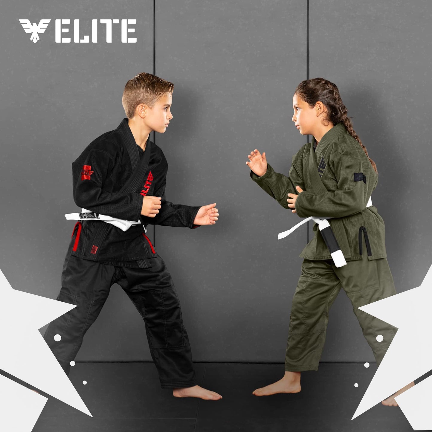 Elite Sports IBJJF Ultra Light BJJ Brazilian Jiu Jitsu Gi for Kids with Preshrunk Fabric and Free Belt