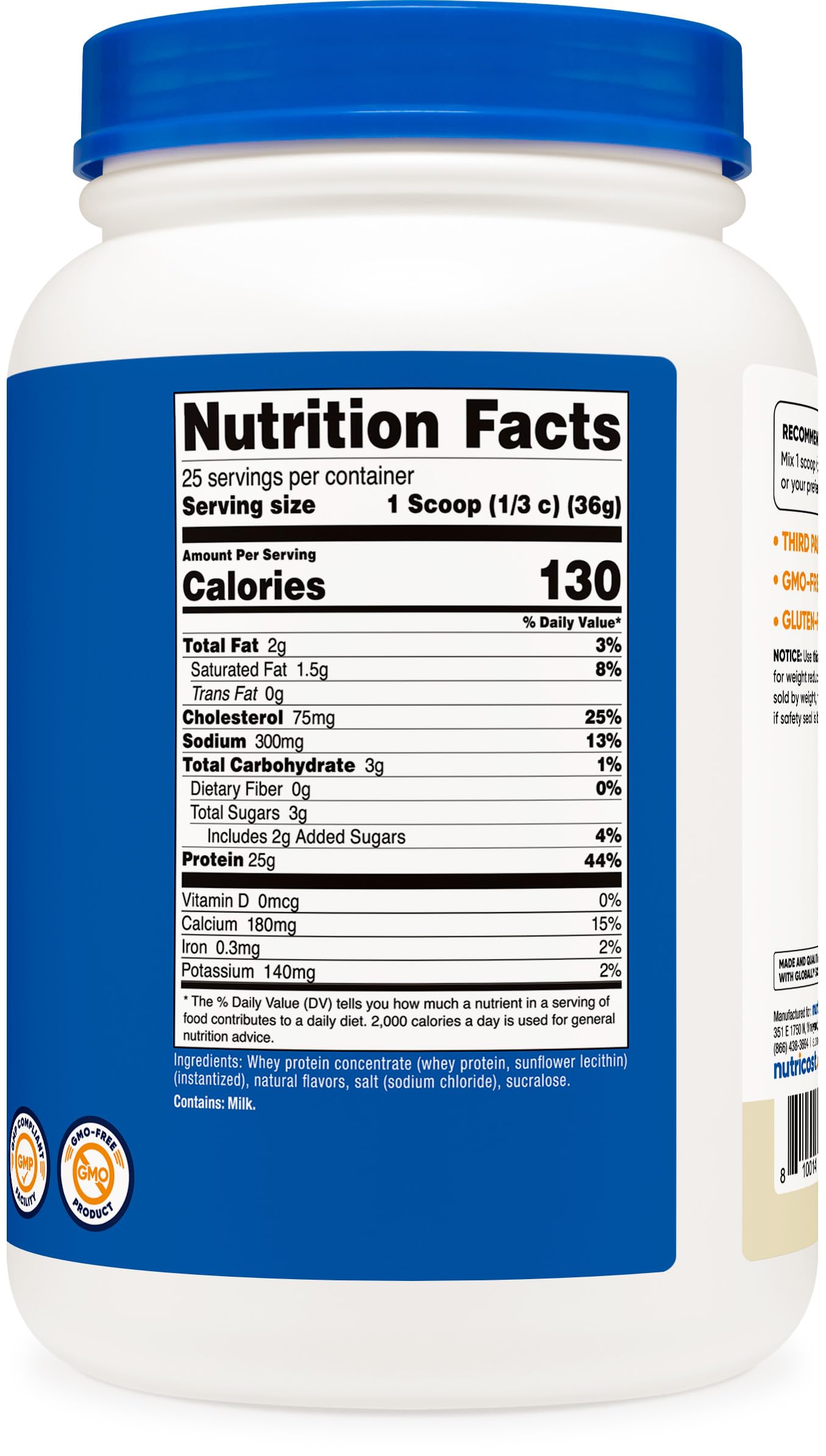 Nutricost Whey Protein Powder, Unflavored, 5 pounds - from Whey Protein Concentrate
