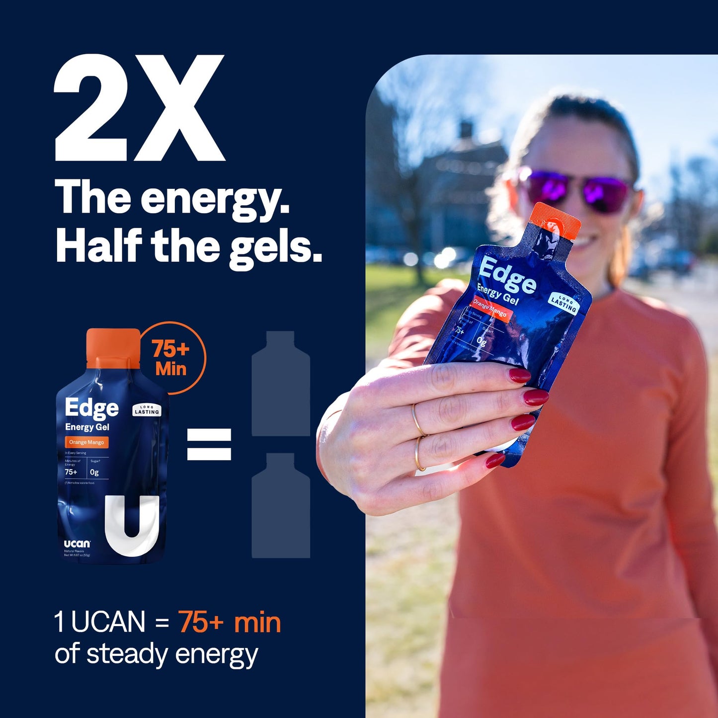 UCAN Edge Energy Gel Shots, Variety Pack (12, 2 Ounce Packets) for Running, Training, Workouts, Fitness, Cycling, Crossfit | Sugar-Free, Vegan, & Keto Friendly Energy