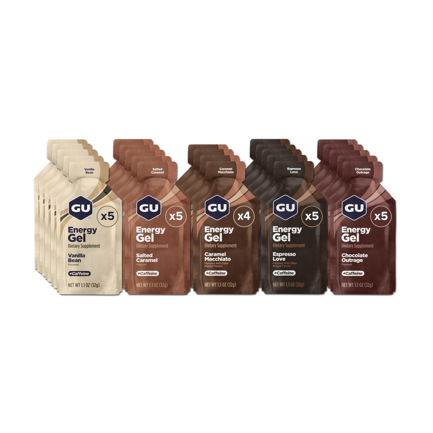 GU Energy Original Sports Nutrition Energy Gel, Vegan, Gluten-Free, Kosher, and Dairy-Free On-the-Go Energy for Any Workout, 24-Count, Assorted Fruity Flavors