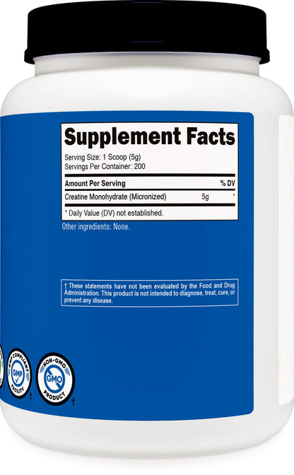 Nutricost Creatine Monohydrate Micronized Powder 500G, 5000mg Per Serv (5g) - 100 Servings, 17.9 Oz